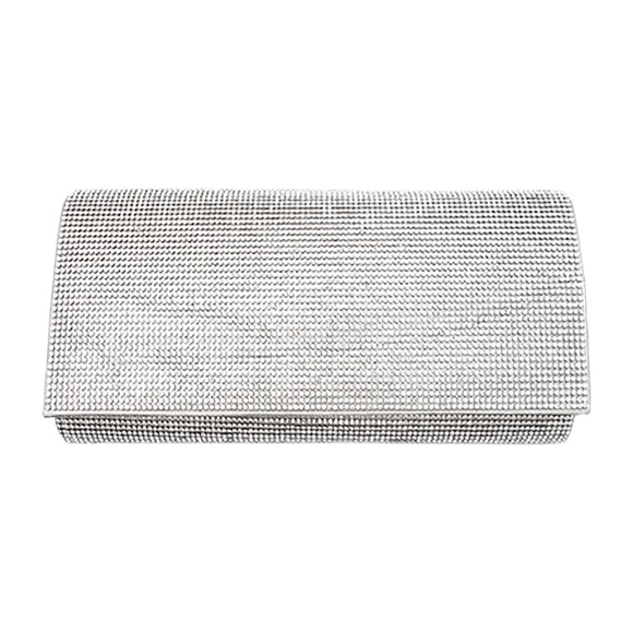 Rhinestone Silver Evening Clutch Bag - Picture 1 of 2